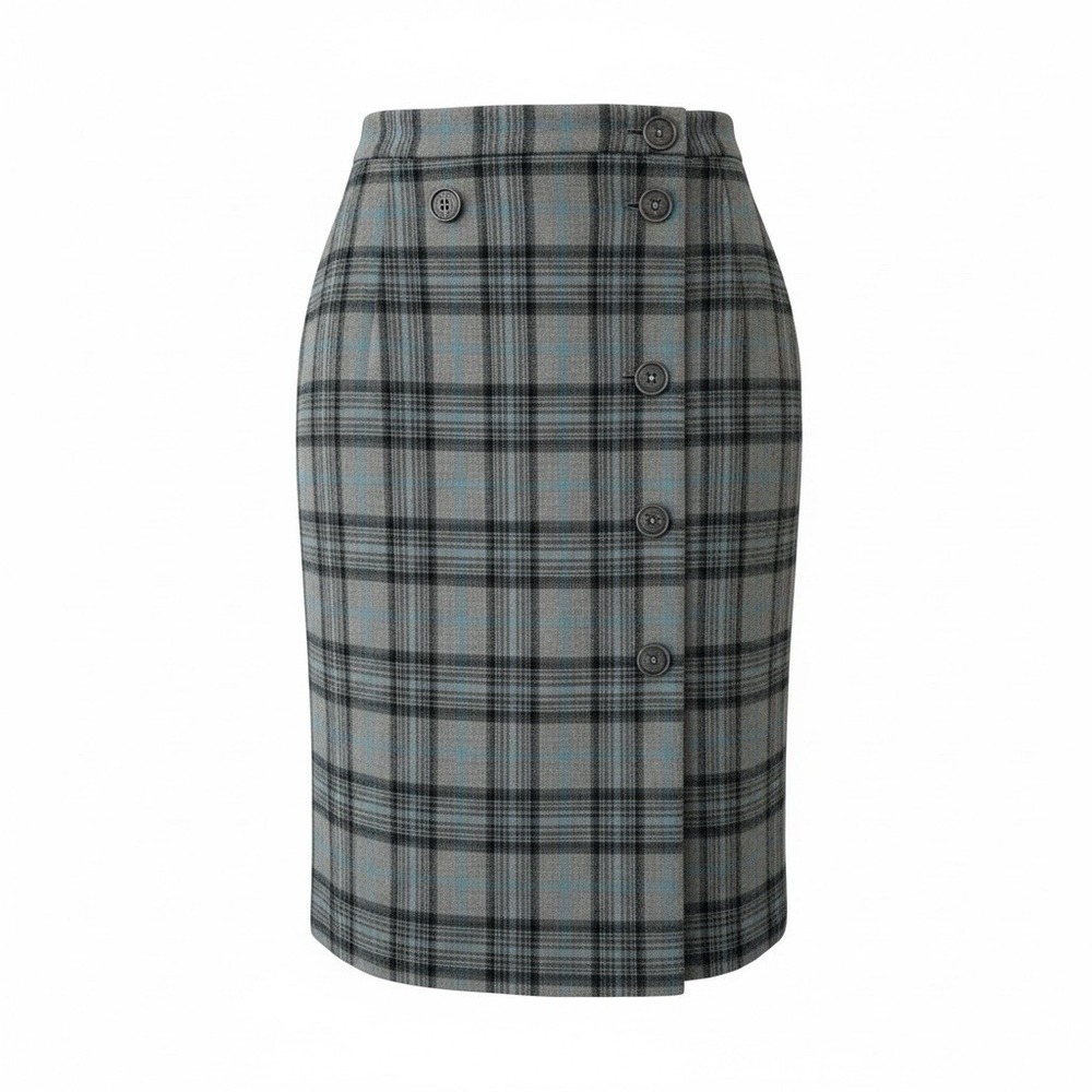 NWT Wool Stretch Brooks Brothers Plaid Wrap style Skirt Size 6 Academia Preppy